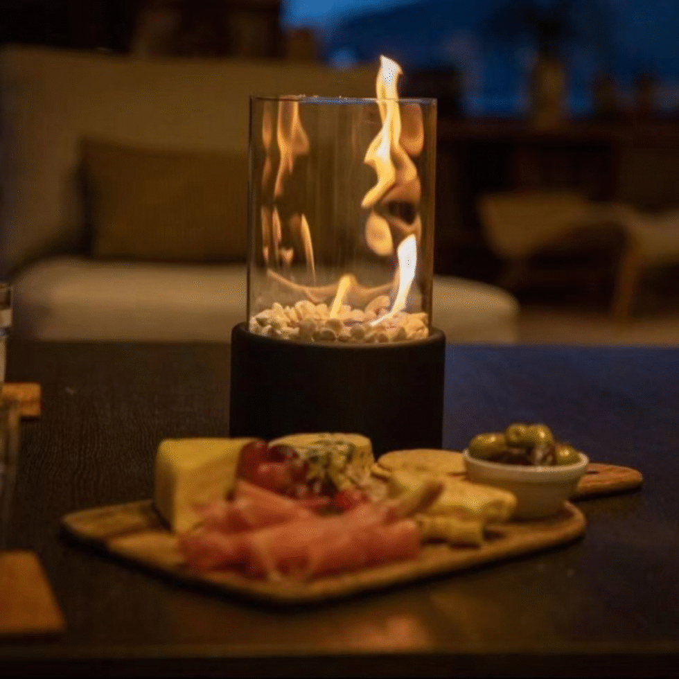 Modern Portable Tabletop Bio Ethanol Fireplace with tempered glass guard